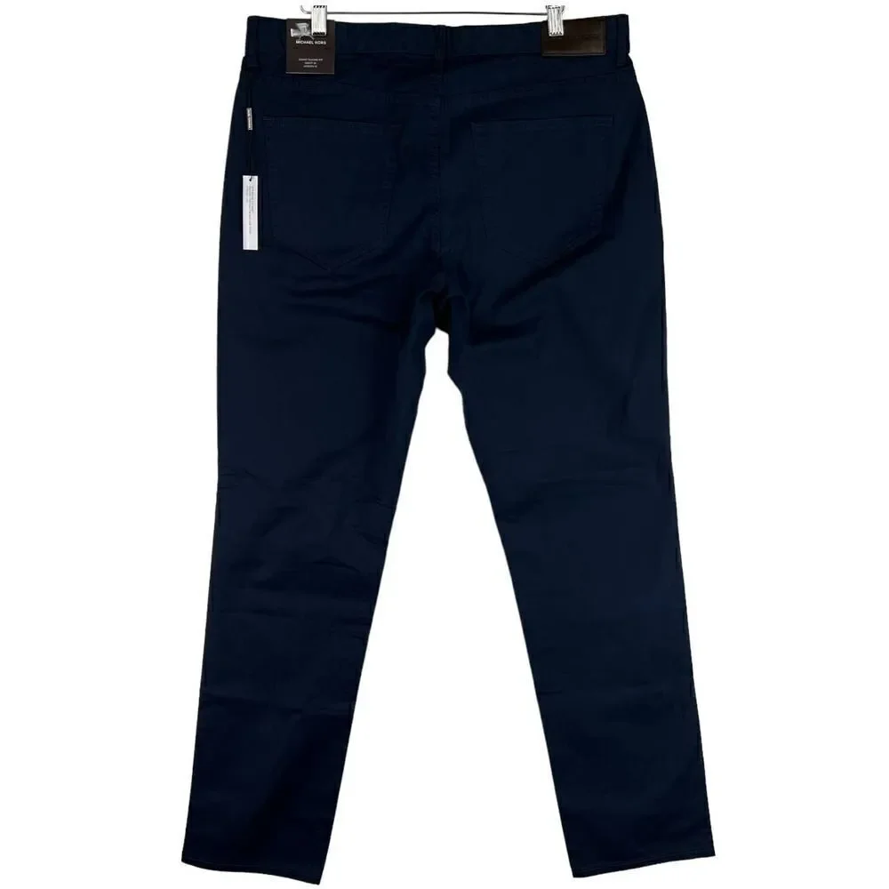 New Michael Kors Men US 34x32 Midnight Blue Pants Grant Classic Fit Slim